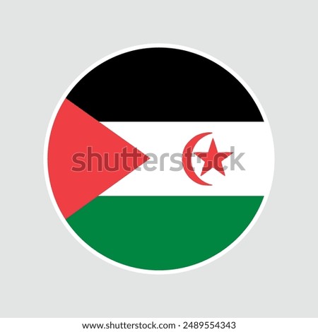 The flag of western sahara. Flag icon. Standard color. Round flag. Computer illustration. Vector illustration.	