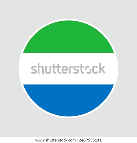 The flag of Sierra Leone. Flag icon. Standard color. Round flag. Computer illustration. Vector illustration.	