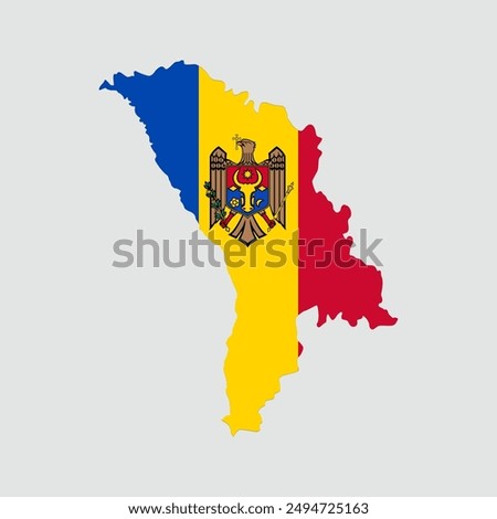 map of moldova with flag, vector illustration	