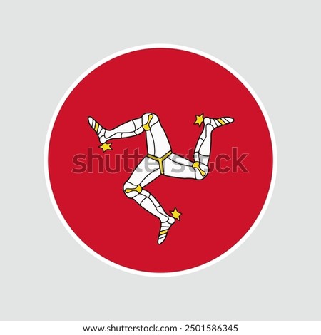 The flag of Isle of Man. Flag icon. Standard color. Round flag. Computer illustration. Digital illustration. Vector illustration.	