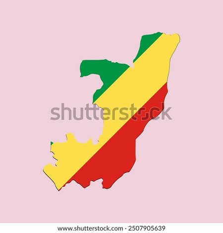 Republic of Congo map with national flag. Vector Illustration