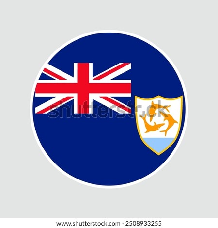 The flag of Anguilla. Flag icon. Standard color. Round flag. Computer illustration. Digital illustration. Vector illustration.	
