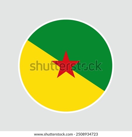 The flag of French Guiana. Flag icon. Standard color. Round flag. Computer illustration. Digital illustration. Vector illustration.	
