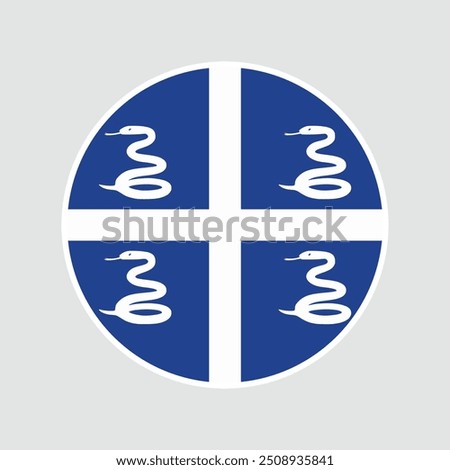 The flag of Martinique. Flag icon. Standard color. Round flag. Computer illustration. Digital illustration. Vector illustration.	
