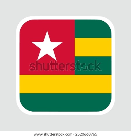 togo flag, flat vector square with rounded corners and white border. vector illustration	