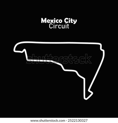 Mexico City circuit for motorsport and autosport. grand prix race track. Black background