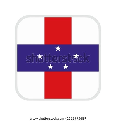 The flag of Netherlands Antilles. Flag icon. Standard color. flat vector square with rounded corners. Computer illustration. Digital illustration. Vector illustration	