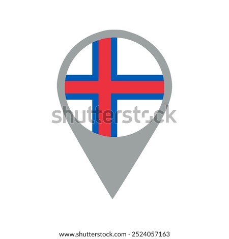 faroe islands flag location pin, flag application, Flag on Location Pin, graphic design, map pointer, vector illustration.