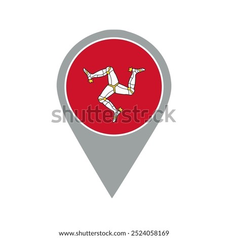 isle of man flag location pin, flag application, Flag on Location Pin, graphic design, map pointer, vector illustration.