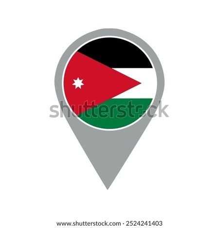 jordan flag location pin, flag application, Flag on Location Pin, graphic design, map pointer, vector illustration.