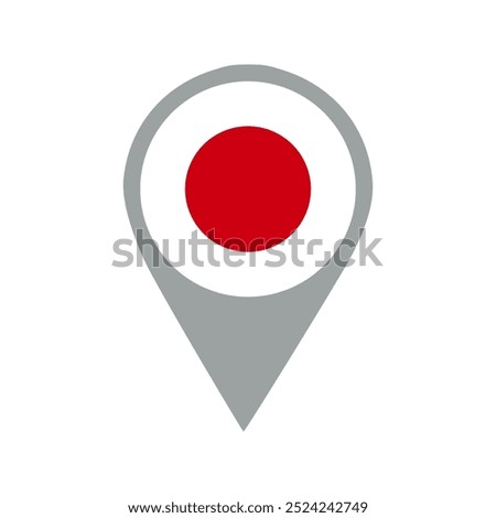 japan flag location pin, flag application, Flag on Location Pin, graphic design, map pointer, vector illustration.