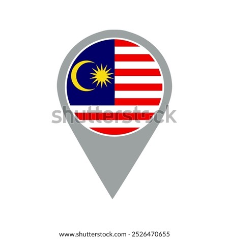 malaysia flag location pin, flag application, Flag on Location Pin, graphic design, map pointer, vector illustration.	