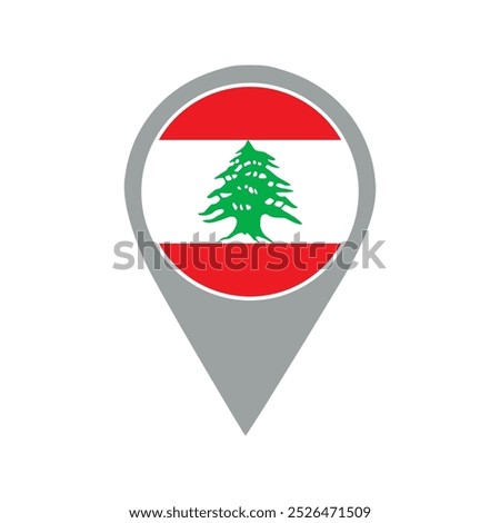 lebanon flag location pin, flag application, Flag on Location Pin, graphic design, map pointer, vector illustration.	