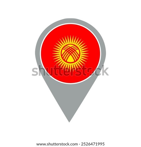 kyrgyzstan flag location pin, flag application, Flag on Location Pin, graphic design, map pointer, vector illustration.	