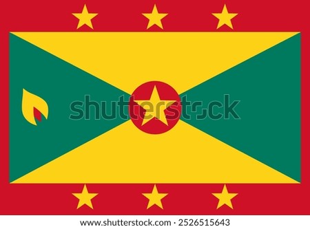 The flag of Grenada. Flag icon. Standard color. Vector illustration.	