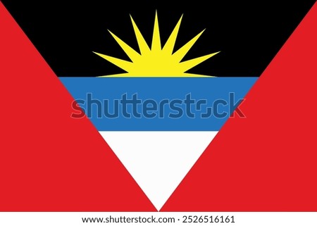 The flag of Antigua and Barbuda. Flag icon. Standard color. Vector illustration.	