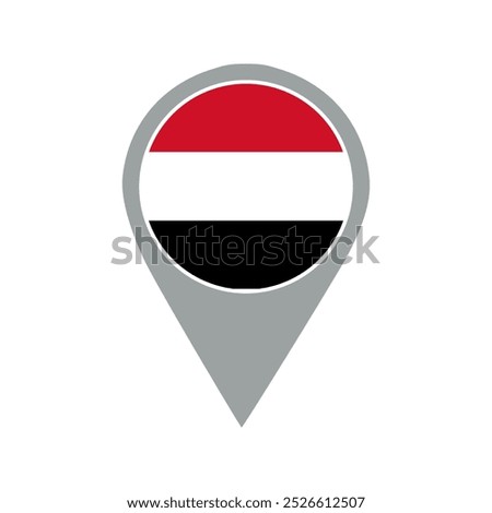 yemen flag location pin, flag application, Flag on Location Pin, graphic design, map pointer, vector illustration.