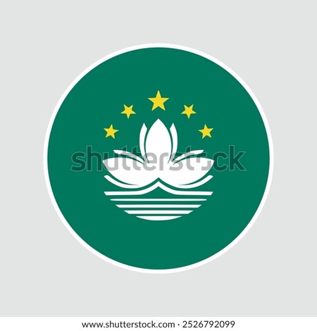 The flag of macau. Flag icon. Standard color. Round flag. Computer illustration. Digital illustration. Vector illustration.	