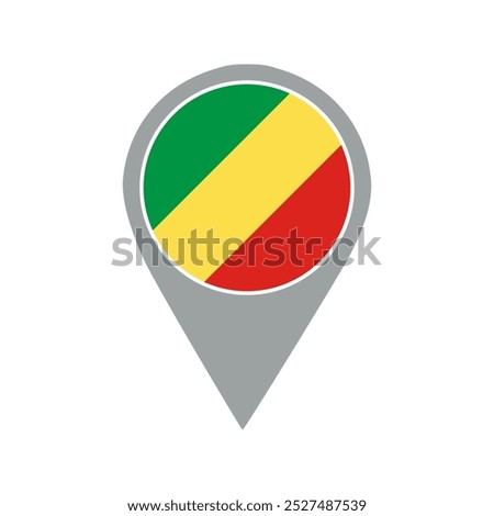 Republic Congo flag location pin, flag application, Vector icon for mobile apps, UI and web design, graphic design, map pointer, vector illustration.	