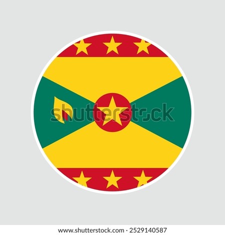 The flag of grenada. Flag icon. Standard color. Round flag. Computer illustration. Digital illustration. Vector illustration.