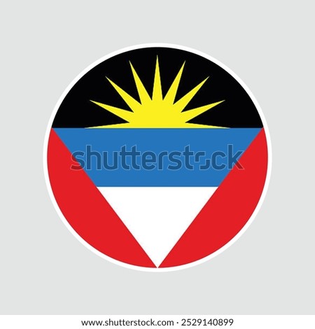 The flag of antigua and barbuda. Flag icon. Standard color. Round flag. Computer illustration. Digital illustration. Vector illustration.