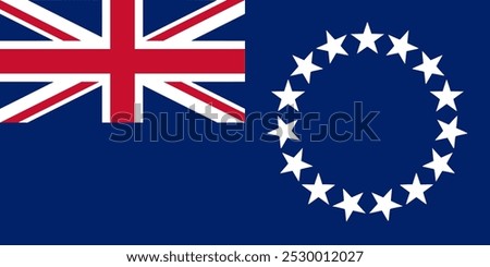 The flag of Cook Islands. Flag icon. Standard color. Vector illustration.