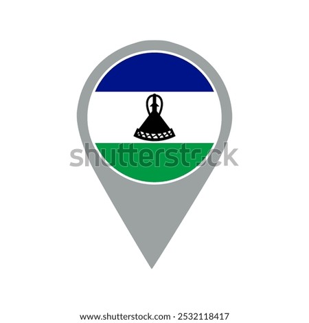 lesotho flag location pin, flag application, Flag on Location Pin, graphic design, map pointer, vector illustration.