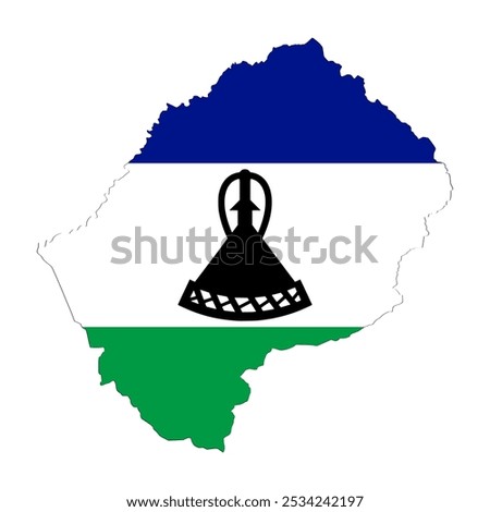 lesotho map with national flag. Vector Illustration	