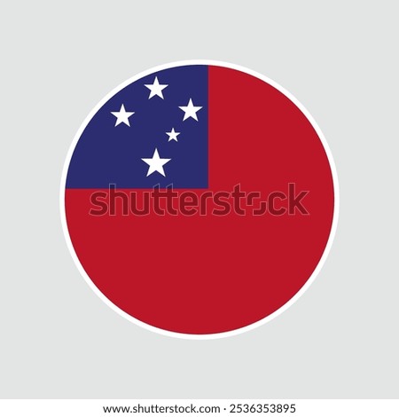 The flag of SAMOA. Flag icon. Standard color. Round flag. Computer illustration. Digital illustration. Vector illustration.