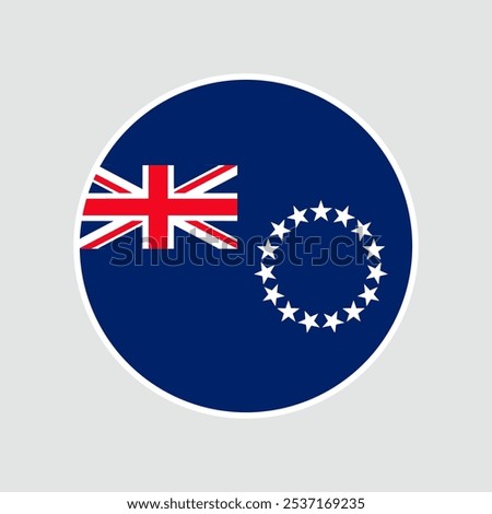  Cook Islands circle flag. Flag icon. Standard color. Round flag. digital illustration. Vector illustration.