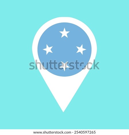 micronesia flag location pin, flag application, Vector icon for mobile apps, UI and web design, flag application, Flag on Location Pin, graphic design, map pointer, vector illustration.