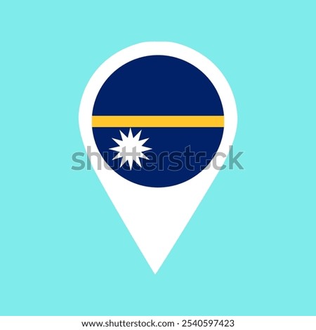 nauru flag location pin, flag application, Vector icon for mobile apps, UI and web design, flag application, Flag on Location Pin, graphic design, map pointer, vector illustration.