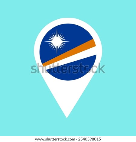 Marshall Islands flag location pin, flag application, Vector icon for mobile apps, UI and web design, flag application, Flag on Location Pin, graphic design, map pointer, vector illustration.