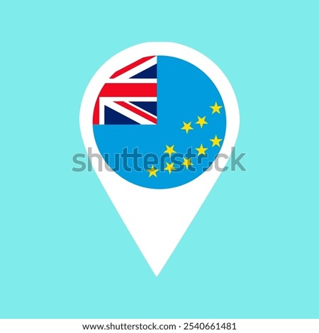 tuvalu flag location pin, flag application, Vector icon for mobile apps, UI and web design, flag application, Flag on Location Pin, graphic design, map pointer, vector illustration.