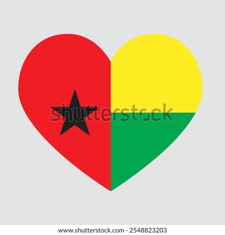 Guinea Bissau flag heart shaped. Love symbol. Vector illustration