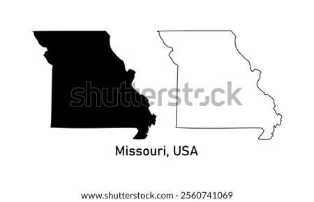 missouri State, USA map in outline style, black color	