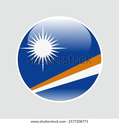 The flag of marshall islands. Circle icon flag. Button flag icon. glossy circle badge. 3d illustration.	