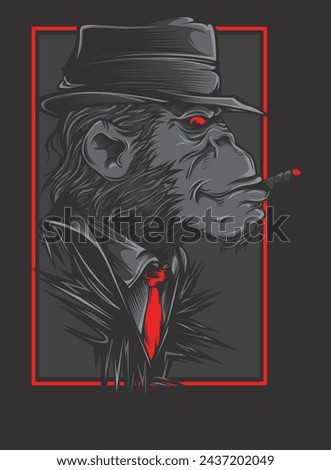 Monkey Mafia Boss Character Vector Asset: Logo, Mascot, Sticker, T-Shirt, Tattoo