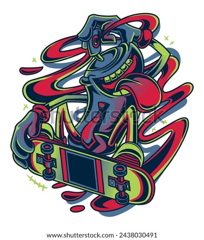 Monster Graffiti Spray Skateboarding: Designing Logo, Mascot, Sticker, T-Shirt, and Tattoo Illustration