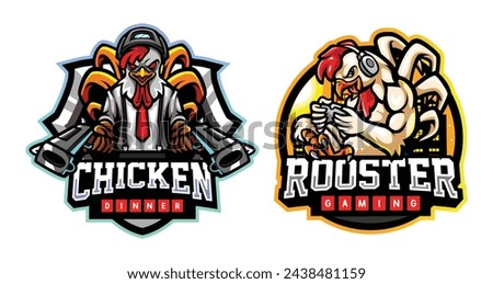 Rooster Gaming Warrior Mascot Logo Design: Vector Illustration for Esports Team