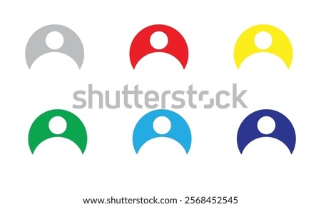 Set user avatar icon, button, profile symbol, flat person icon, isolated on transparent background. 