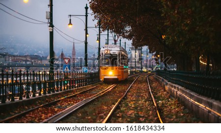 Similar – Image, Stock Photo old tram (line 2) in Budapest, Hungary