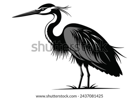 A stunning portrait of a heron depicted in vector illustration artwork