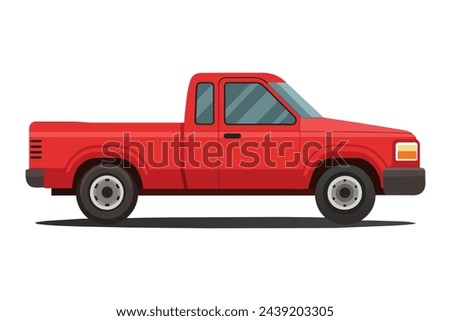 Red pickup truck , clear flat vector illustration artwork 