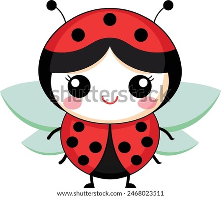 Asian Lady Beetle bug stay vector kawaii, artwork illustration