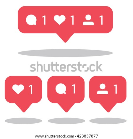 Social network icons pack. Like, comment, follow.