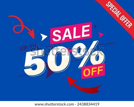 Upto 50 percent off. Vector image. Percent off. 50% off