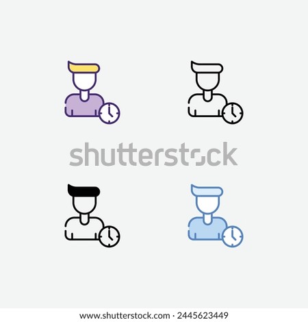 Person Hour icon in 4 different style vector stock illustration.