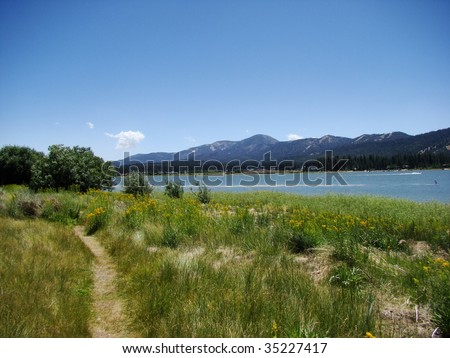 Summer Day by a Lake in the Southern California Mountains of Big Bear Lake
