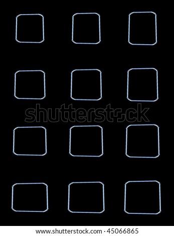 Twelve Thin Blue Lined Black Squares